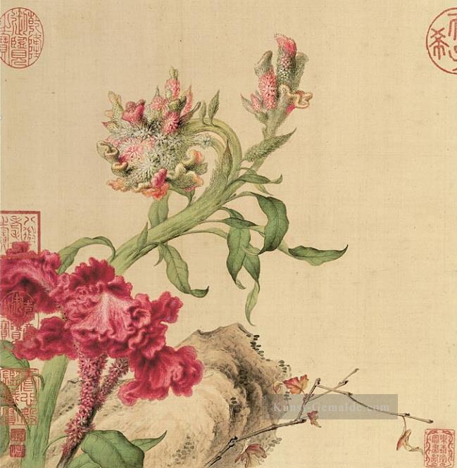 Lang glänzt Vögel und Blumen alte China Tinte Giuseppe Castiglione Ölgemälde